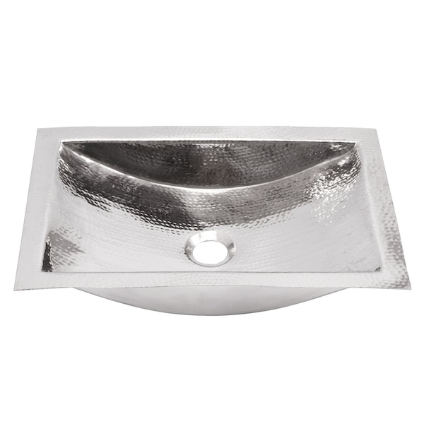 Nantucket Sinks Hand Hammered Stainless Steel Rectangle Undermount Bathroom Sink TRS - main